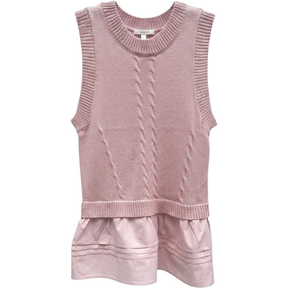 Heyson Pink Sleeveless Cable Knit Layered Look Peplum Vest Top M